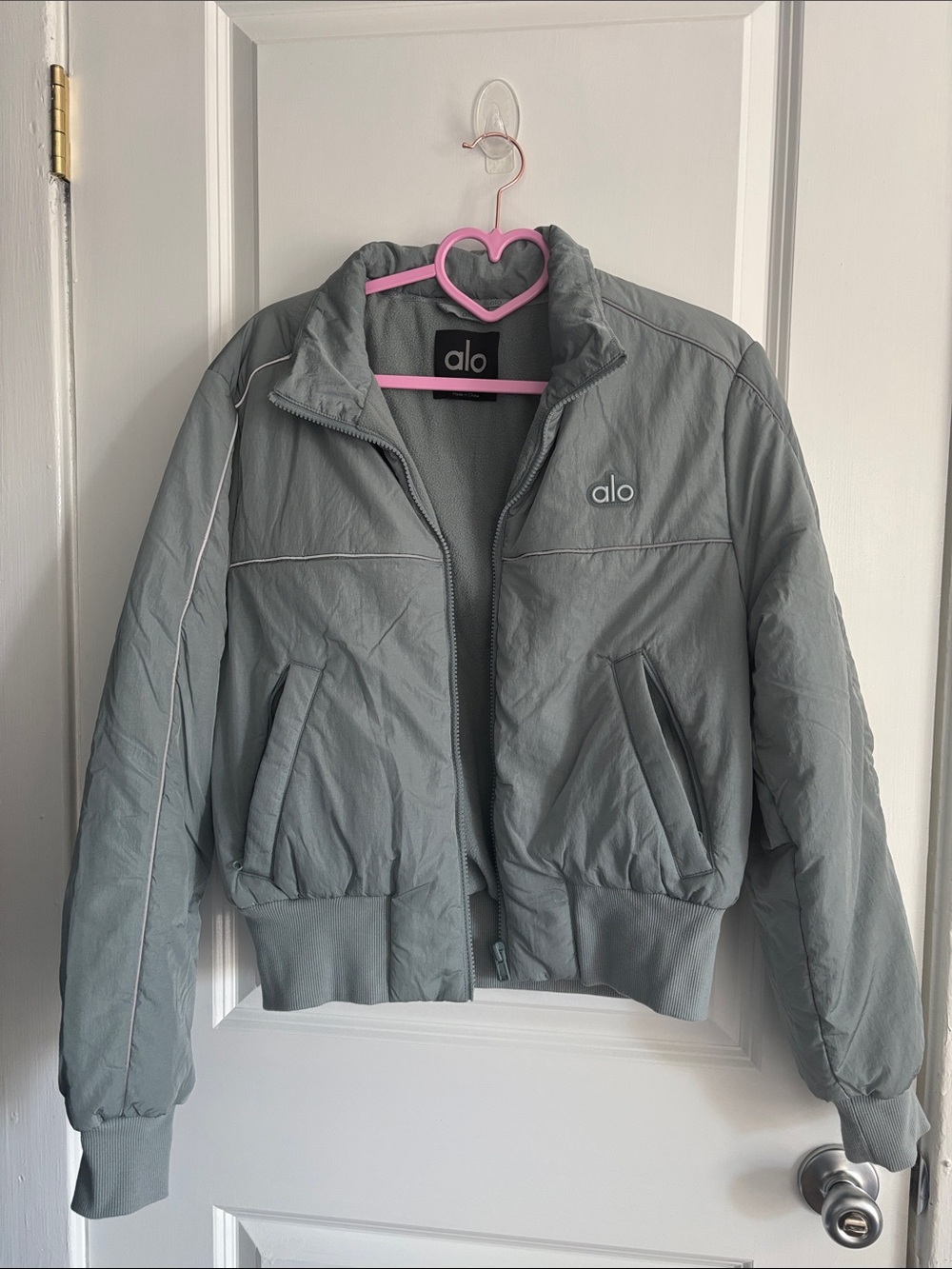 ALO Yoga Women's Light Grey Bomber Jacket